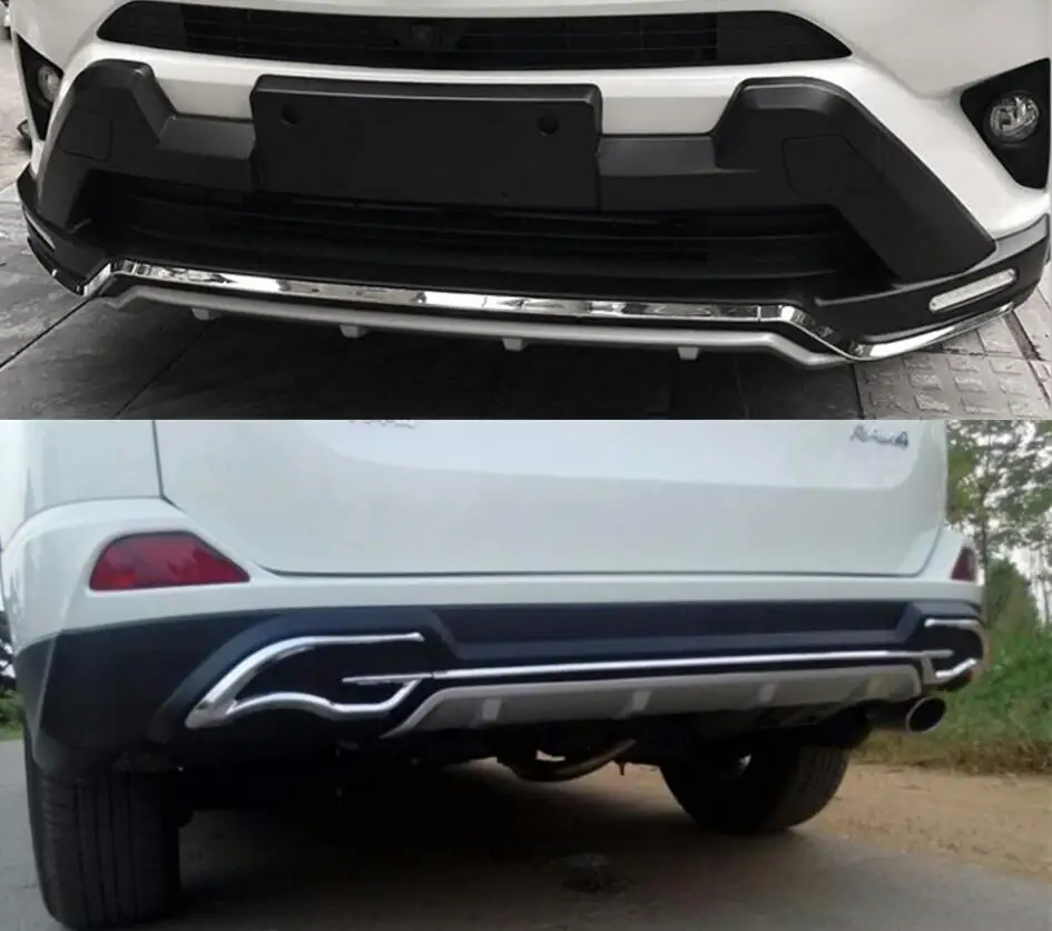 Авто бампер для TOYOTA RAV4 2016.2017.2018 Передний + задний пластина ремень СИД DRL высокое