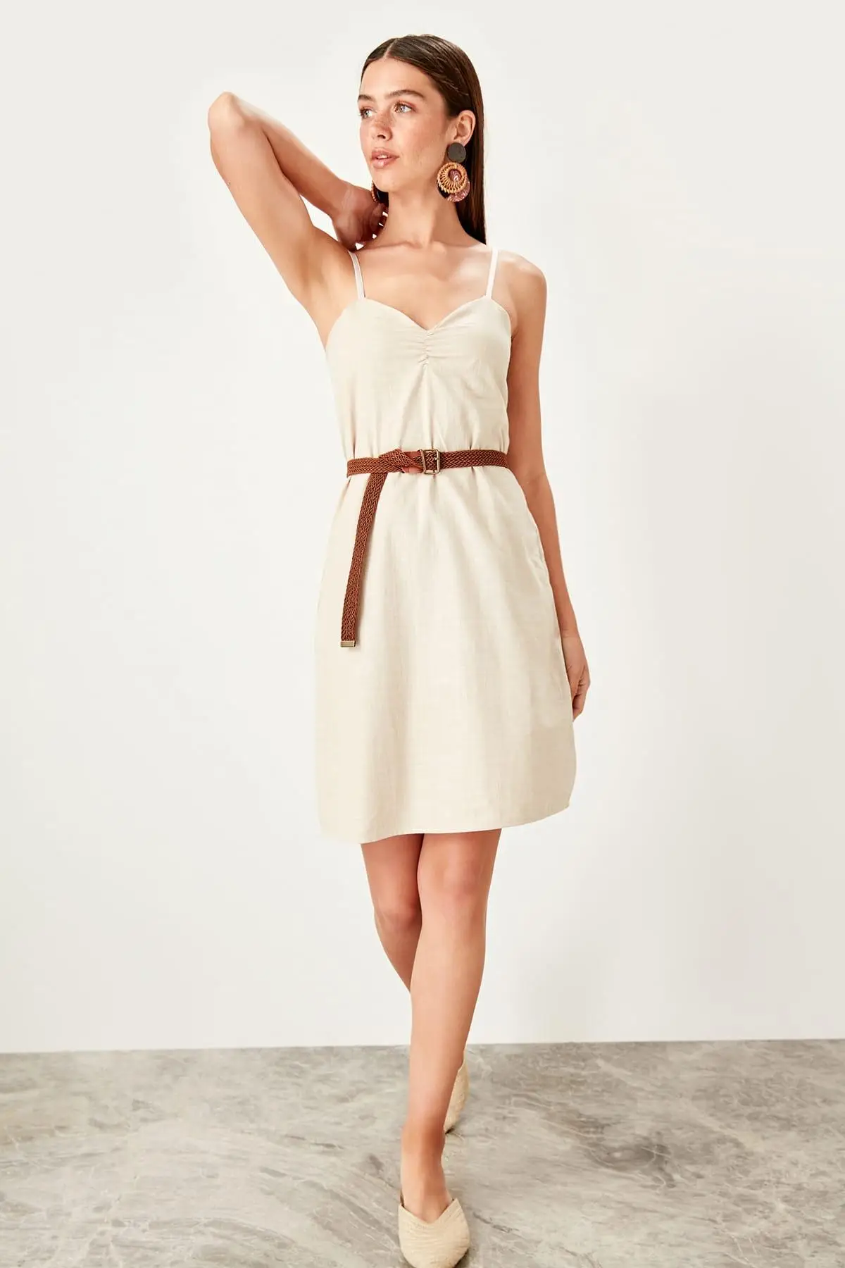 Trendyol Camel Kemerli платье на бретелях TWOSS19YN0274 | Женская одежда
