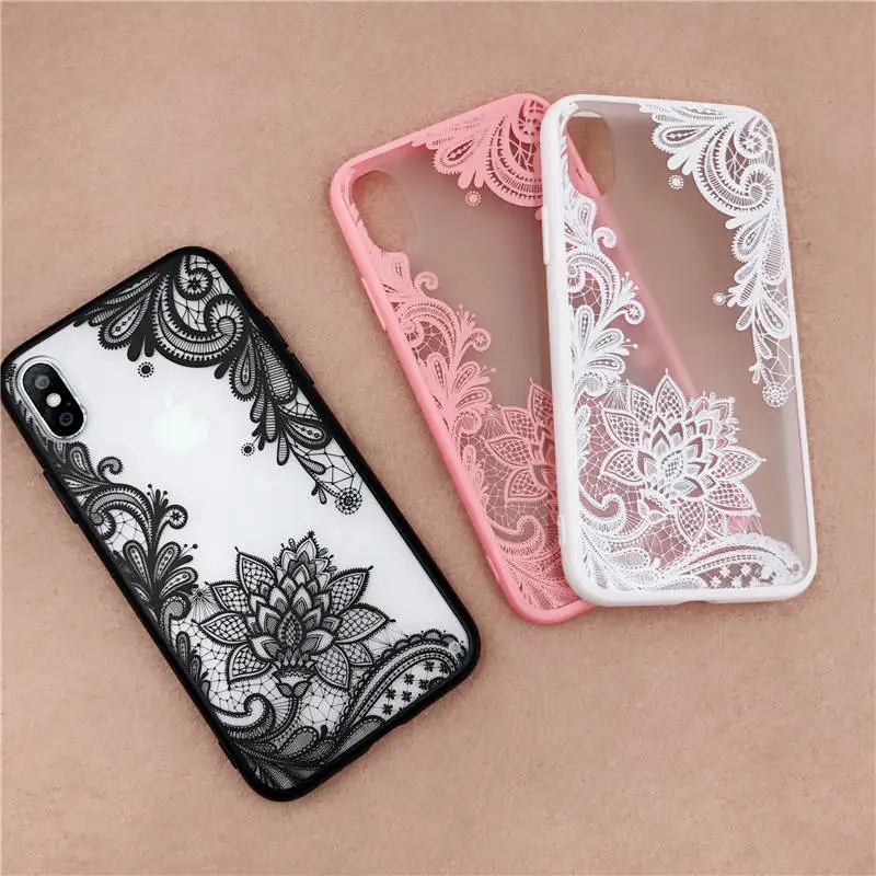 Lace Flower Mandala Vintage Phone Case For iphone 7 8 6 6s Girly Sexy Luxury Floral TPU edge Full Capa Cover iPhone X |