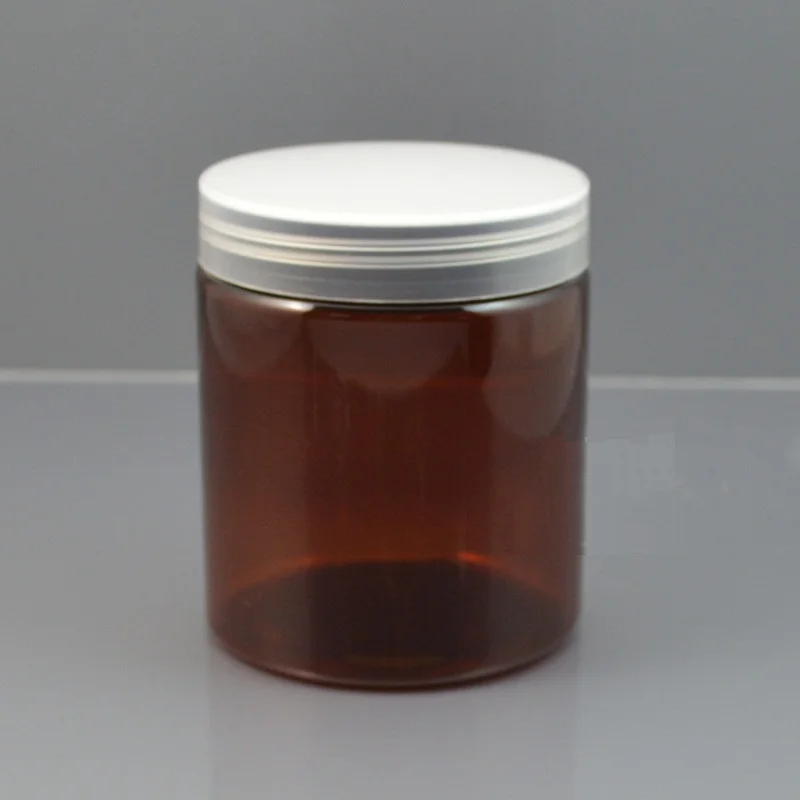 Transparent Cap 250 г пластиковая банка темно-коричневого цвета пластиковый горшок с пластиковой крышкой, косметическая упаковка для крема контейнер ПЭТ материал. 10 шт./партия - Цвет: Transparent Cap