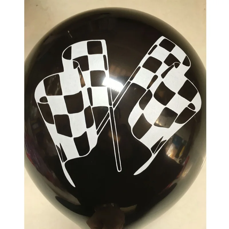 Черный белый цвет Гоночный флаг воздушных шаров из латекса с клетчатым узором