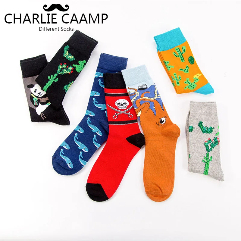 Женские носки осенне-зимние новые с изображением кактуса и мультяшных животных