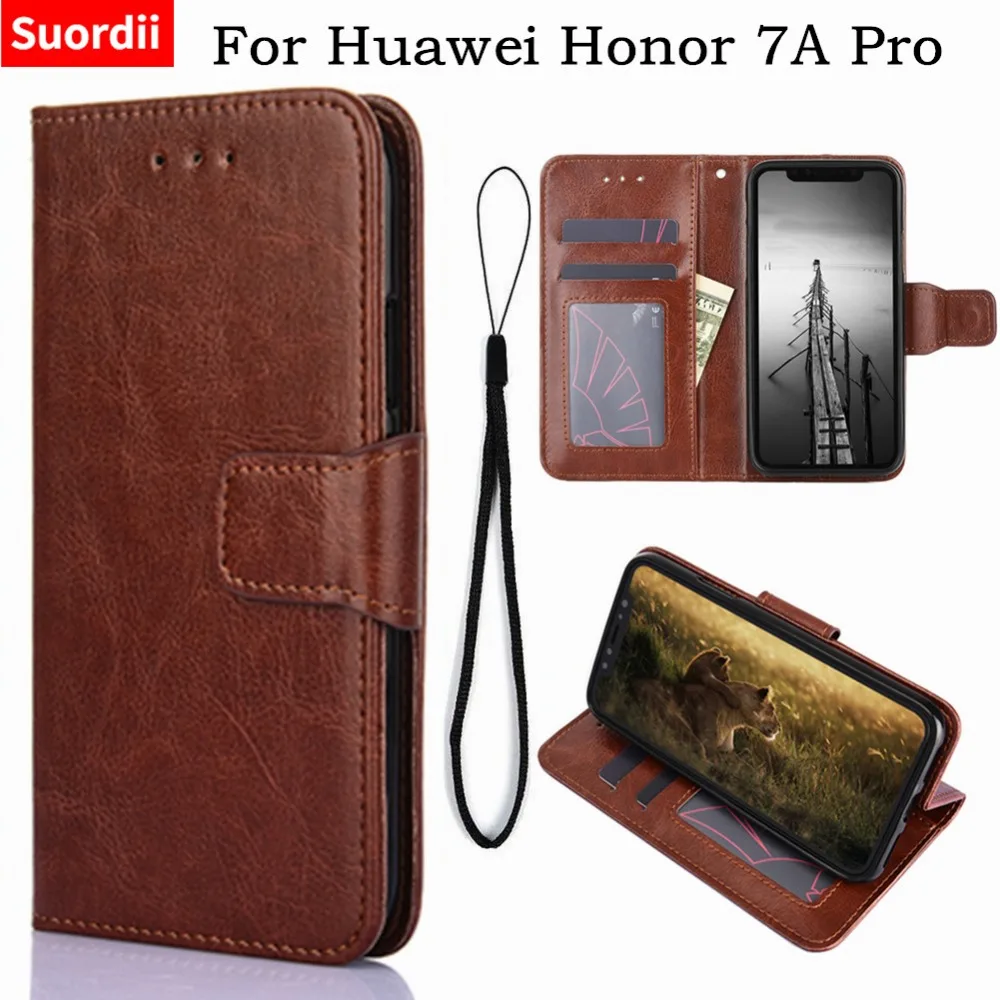 Чехол книжка для Huawei Honor 7 A Pro в деловом стиле кошелек из искусственной кожи на