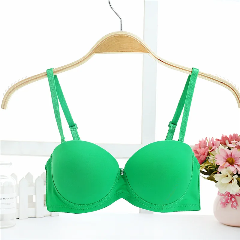 

Women's Underwired 1/2 Cup Back Band invisible Bra Sexy Gathering chest student girl Bra padded thicken duoble cup push up bra