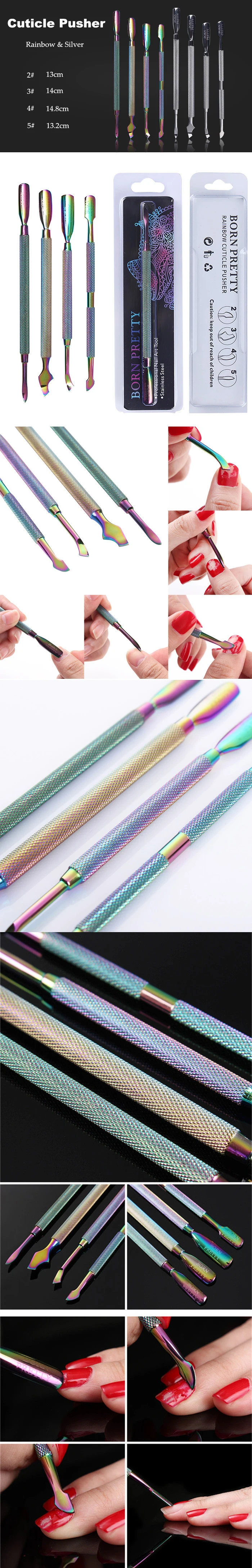 BORN PRETTY Rainbow отодвигатель кутикулы двойного назначения инструмент для удаления кутикулы скребок для чистки для триммера, маникюра, педикюра