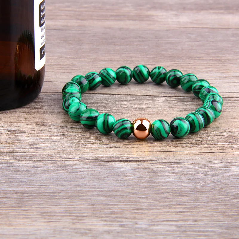 Зелёные браслеты из натурального малахита для женщин и мужчин бусины Малахита