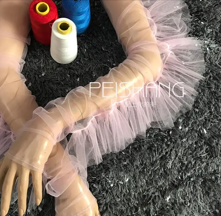 pink Women's elegant red color mesh glove female spring summer sunscreen lace glove R1556 - Цвет: pink