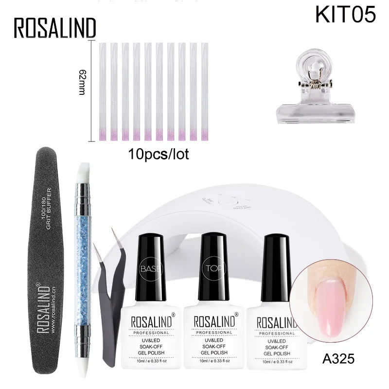 KIT05 Розалинд волокна Стекло 10/20 штук гель для наращивания ногтей Набор лаков для ногтей расширение поли гель защемления зажимы база лаки для ногтей все для маникюра - Цвет: KIT05