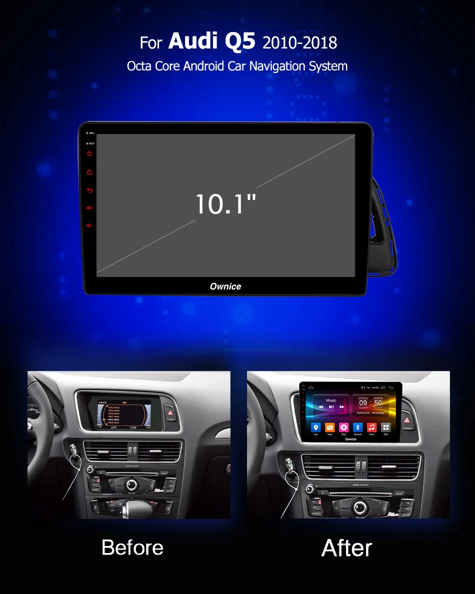Ownice C500+ G10 10.1 inch Android 8.1 8Core Car GPS PC for Audi Q5 2010 2011 2012 - 2018 Support 4G sim DAB TPMS Radio Players |