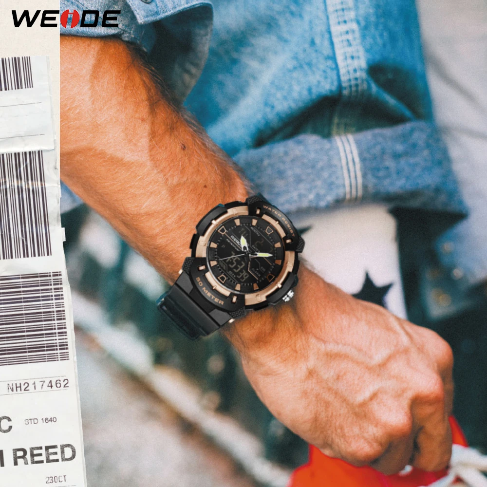 WEIDE военные мужские спортивные часы кварцевые часы мужские спортивные цифровые наручные часы армейские часы 50 метров Водонепроницаемость Eloj Hombre
