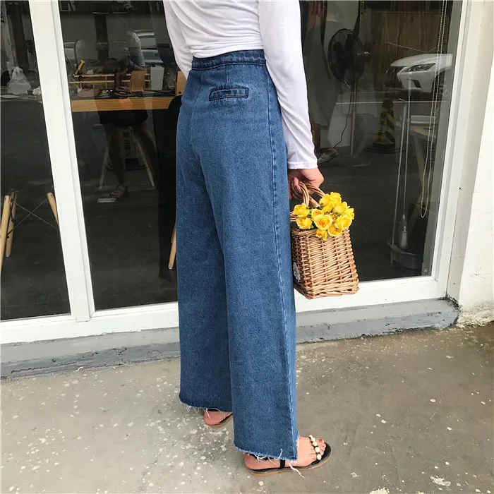Женские джинсы полной длины прямые широкие брюки из денима cn68 | Женская одежда