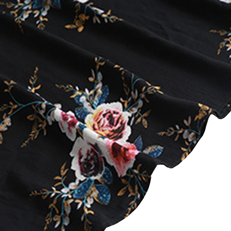 Платье Nemidor 2019 для женщин с длинными рукавами и расклешенной юбкой винтажного стиля с круглым вырезом, черного цвета с принтом, размер 7XL.