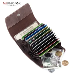 2019 New Fashion Solid Oil Wax Vintage Credit Card Wallet Leather Unisex Security Information Purse Business Card Package Doka