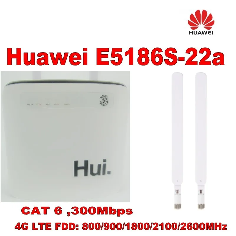 unlocked cat6 300mbps Huawei e5186 E5186s-22a 3g wifi dongle Mobile hotspot 4g cpe plus 2pcs 4g antenna SMA