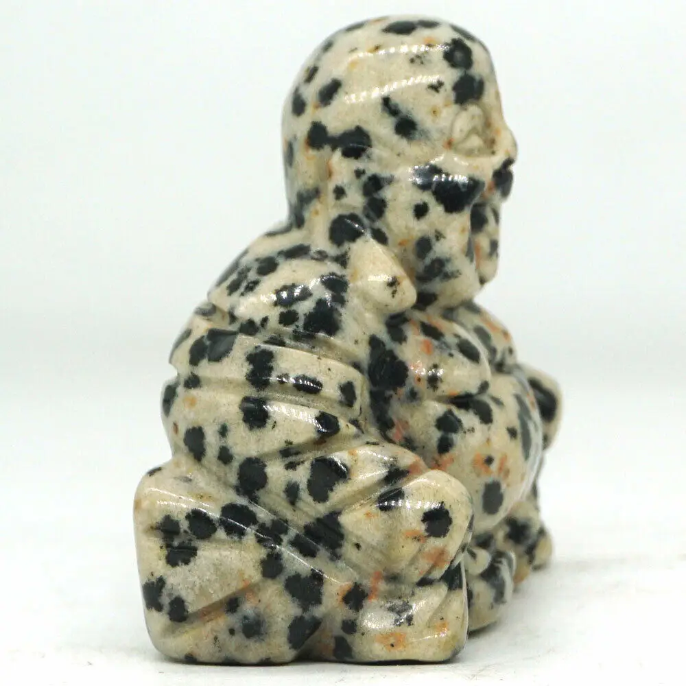 Майтрейя счастливый смех статуэтка Будды 1,4 дюйма Dalmation пятно, Джаспер резной кристалл целебная статуя Декор