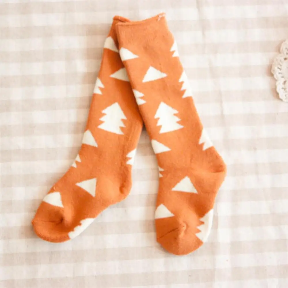 2016 новый хлопок колен-высокие носки детей в трубке печать красочные малышей зима