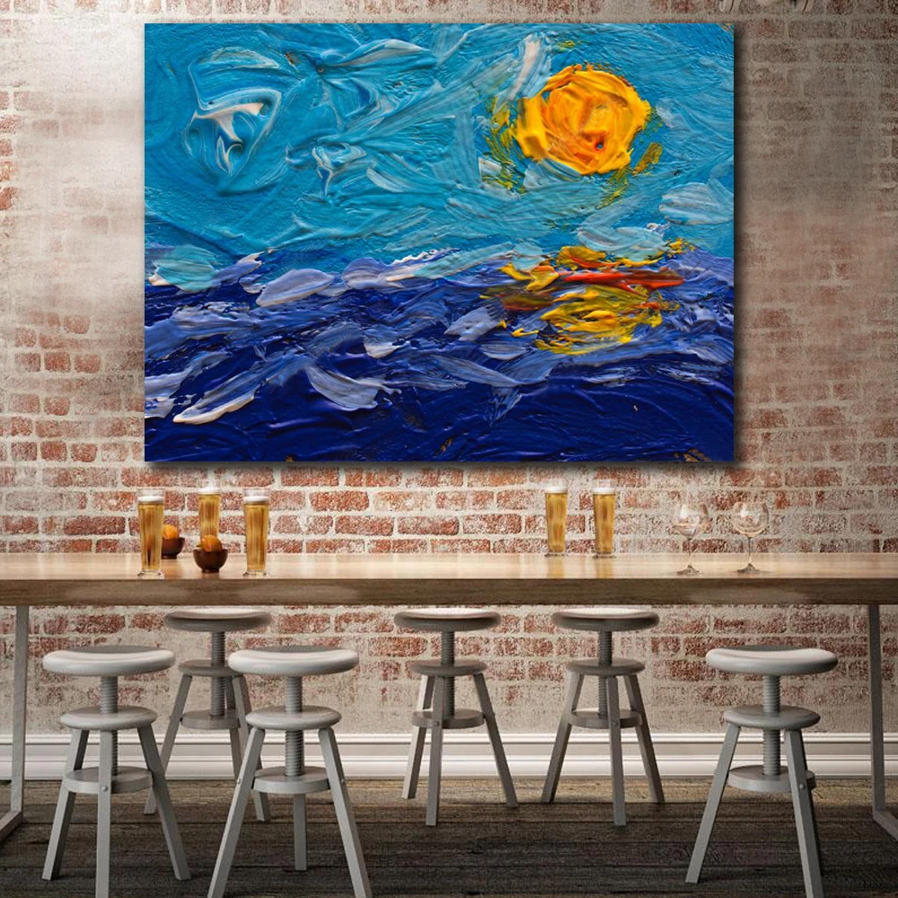 Красивая летняя Живопись морской пейзаж картина маслом HD на холсте для гостиной