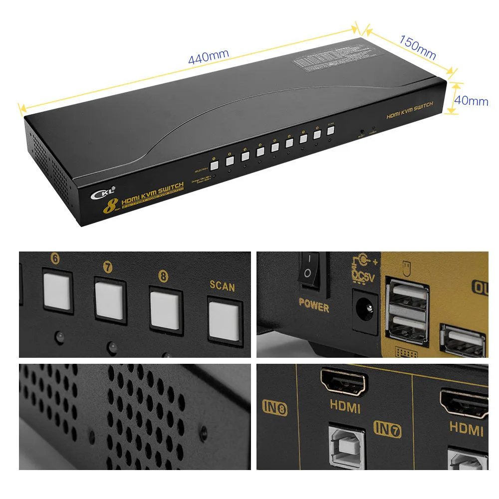 HDMI KVM переключатель 8 портов USB 2 0 с кабелями ПК МОНИТОР клавиатура мышь для компьютера ноутбука сервера DVR CKL