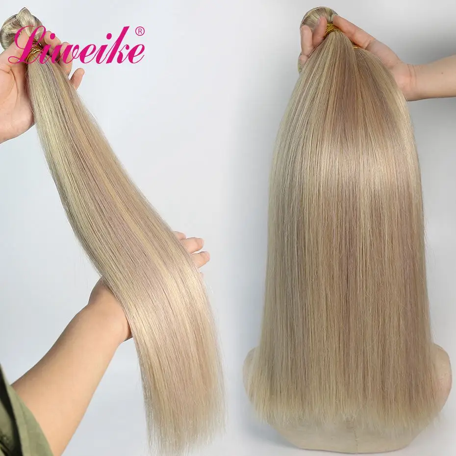Прямые волосы Liweike P18/613 1 комплект 100% человеческие 18 20 22 дюйма пряди густые