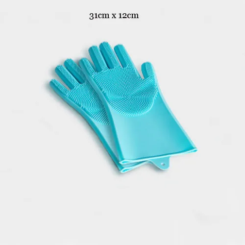 Cyan-blue Собачий силиконовый Груминг за домашним животным перчатки для купания Волшебная щетка силиконовые мытья посуды силиконовые перчатки для собаки лошади TM17 - Цвет: Cyan-blue
