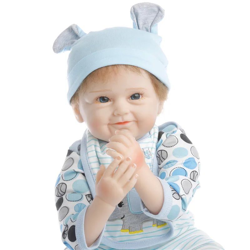 SanyDoll 22 дюйма 55 см силиконовые куклы для новорожденных реалистичный модный синий