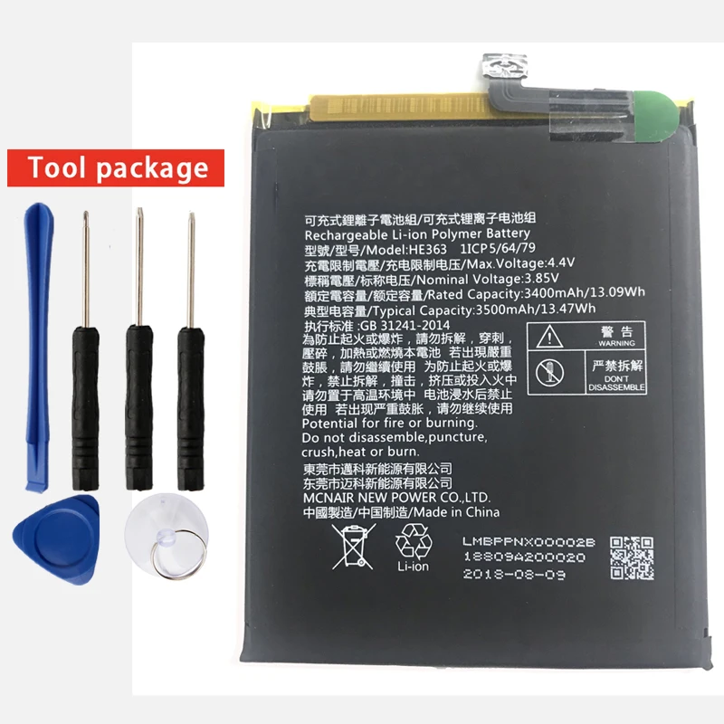 

Original HE363 phone battery for Nokia X7 TA-1131 / 8.1 TA-1119 3400mAh