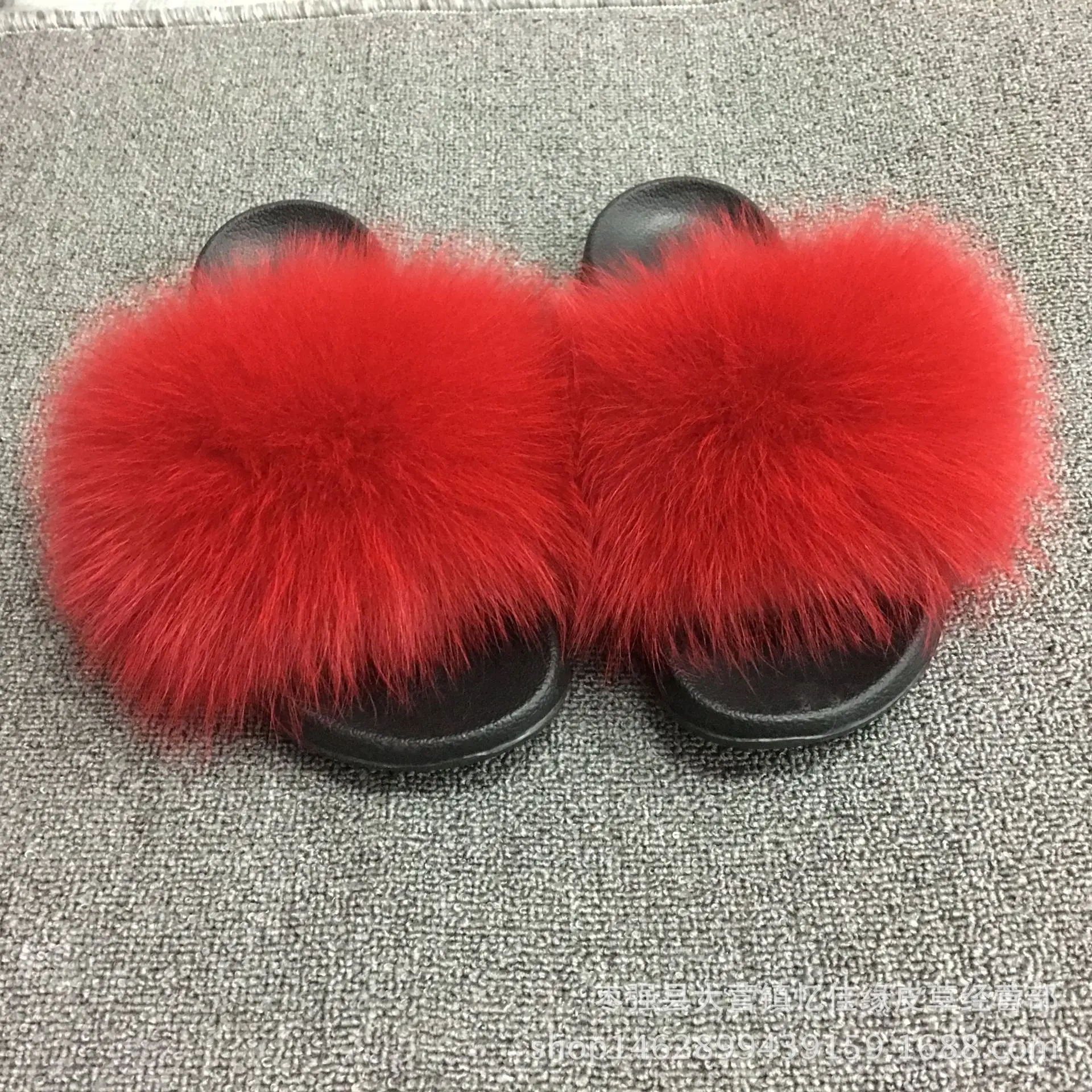 fox hair red Тапочки с натуральным лисьим мехом; женские пушистые ползунки из меха енота и Гайаны; сезон лето; Красивая Женская обувь в Гане; Нигерия - Цвет: fox hair red