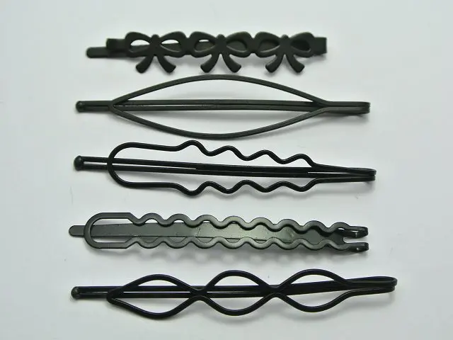 20 Ассорти черные металлические плоские заколки для волос банты волнистые