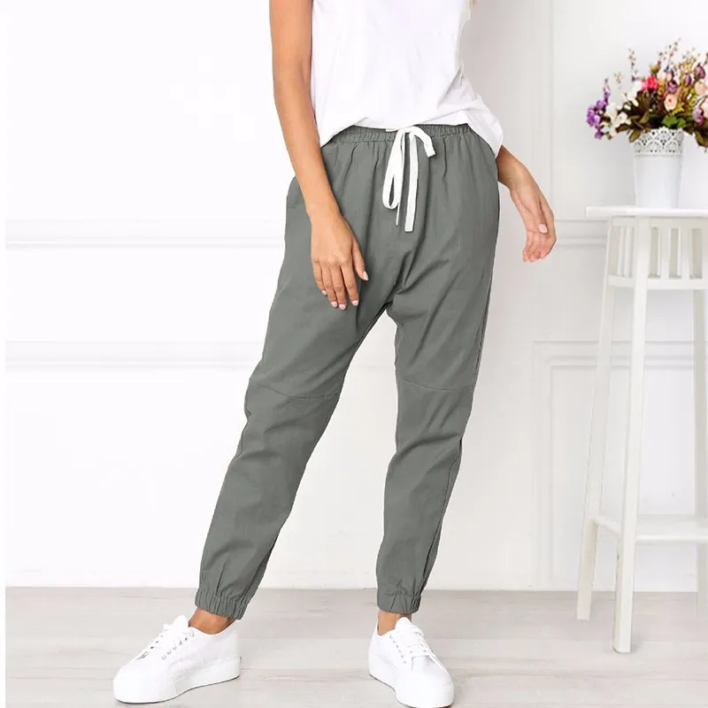 BEFORW повседневные узкие брюки карандаш с высокой эластичной талией на шнурке