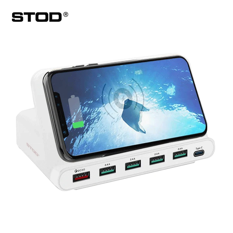 STOD Мульти USB порт Беспроводное зарядное устройство 60 Вт зарядная станция Быстрая зарядка 3,0 держатель для iPhone X samsung huawei Nexus Mi адаптер