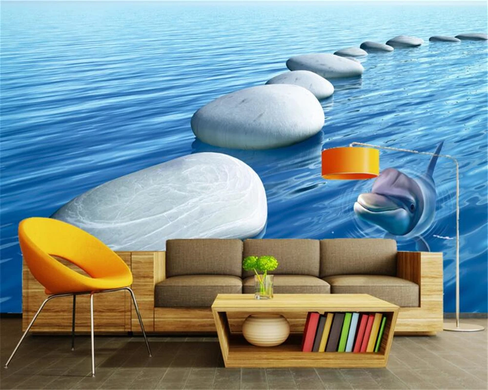 3D обои стерео камень океан ТВ фон декоративная живопись гостиная спальня для