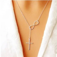 2021 word girl fashion new necklace simple lucky number 8 cross pendant wild necklace women manufacturer wholesale sales