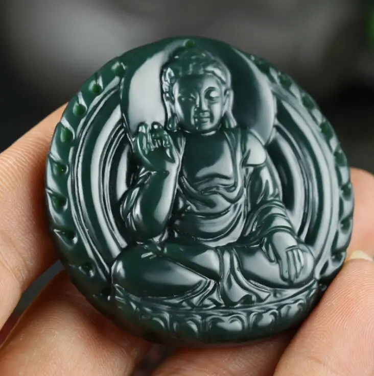 Натуральный кулон hetian yu QINGYU Vairocana медный резной амулет PIXIU хорошо подходит для