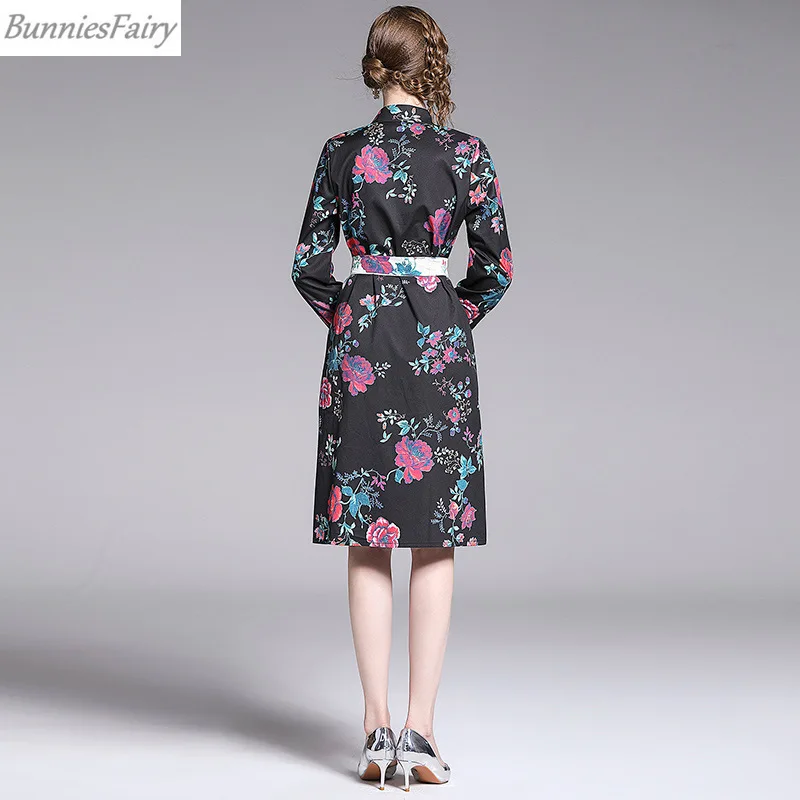 BunniesFairy 2019 осеннее женское винтажное ретро платье-рубашка свободного кроя с