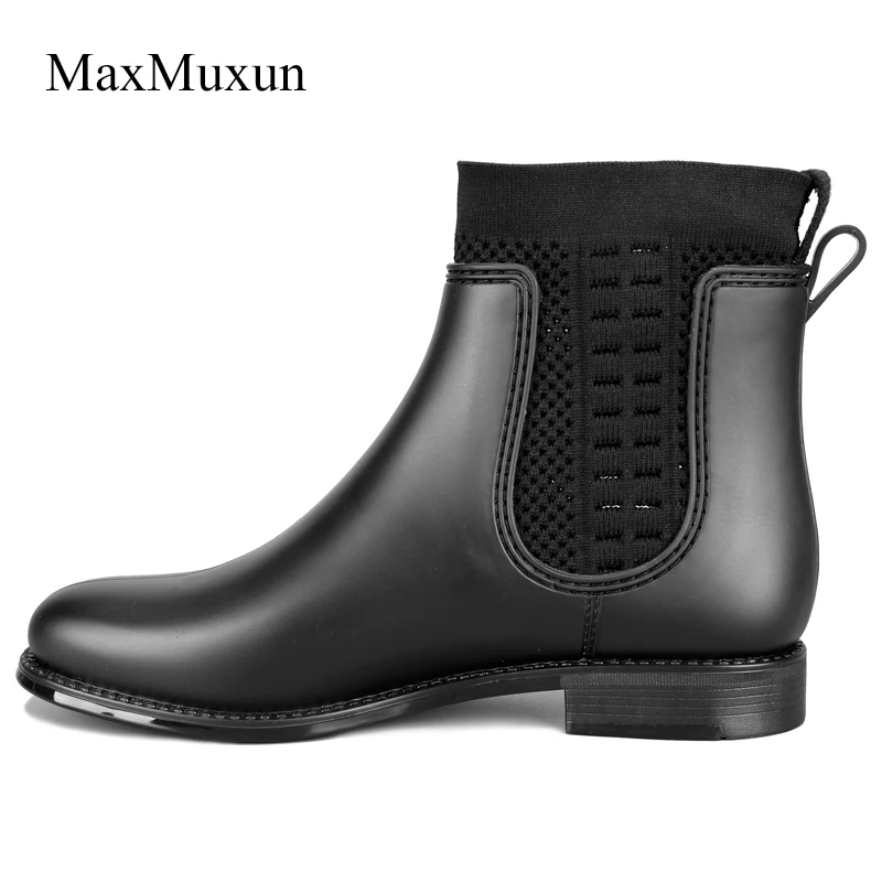 MaxMuxun/непромокаемые ботинки ботильоны непромокаемые женские Челси с эластичным