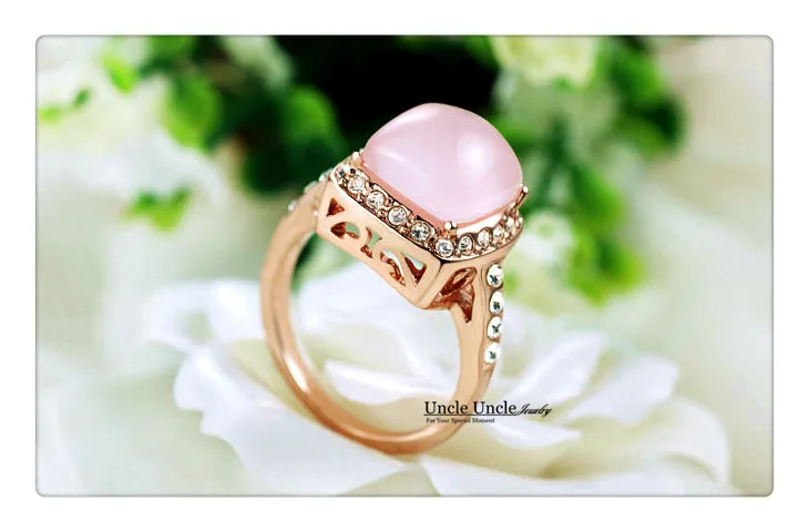 Милое розовое золото высокое качество розовый опал стразы инкрустация ретро