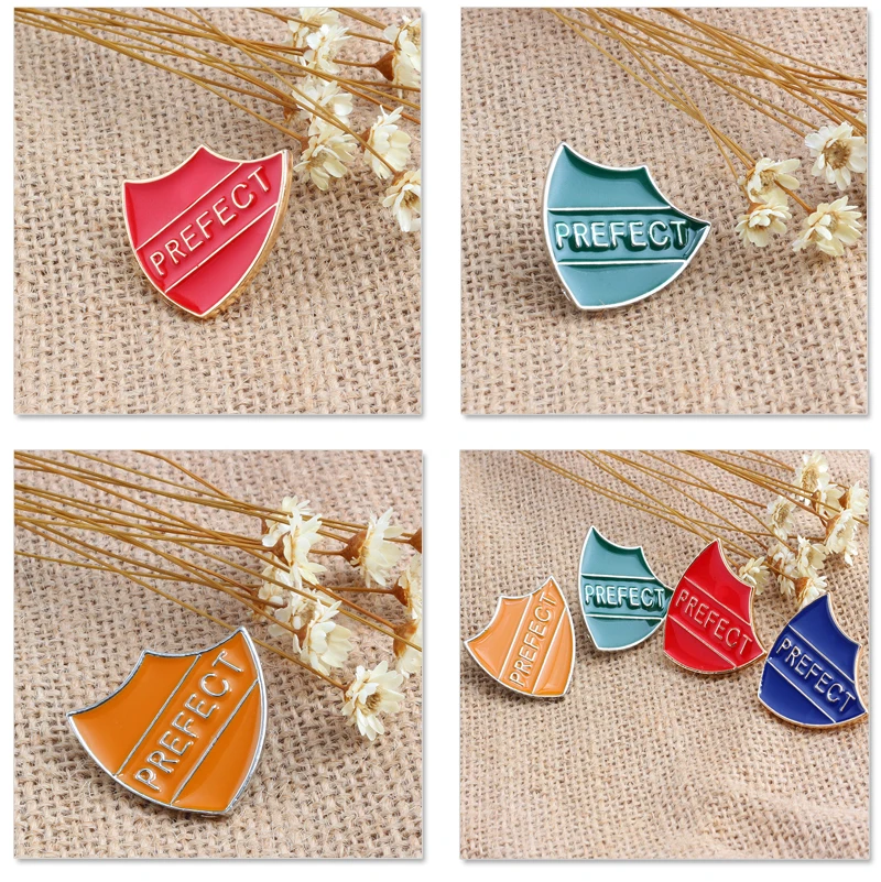 4pc/set Enamel Fashion Creative Brooches Lapel pin Cute Cat PREFECT Shield Denim Hat women badge Kids family Gifts collection