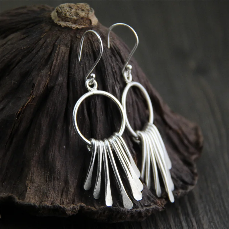 Этнические тайские серьги ручной работы из стерлингового серебра 925 пробы