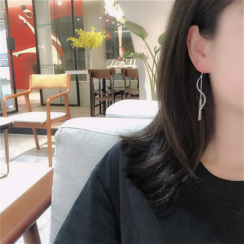 Flyleaf простая лента бусы волна Висячие серьги для женщин Настоящее серебро 925