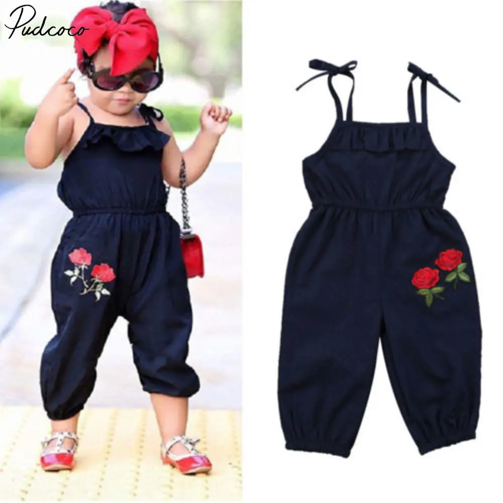 

Kids Girls Strap Flower Sleeveless Romper Jumpsuit Playsuit Outfits Clothes 1-6y