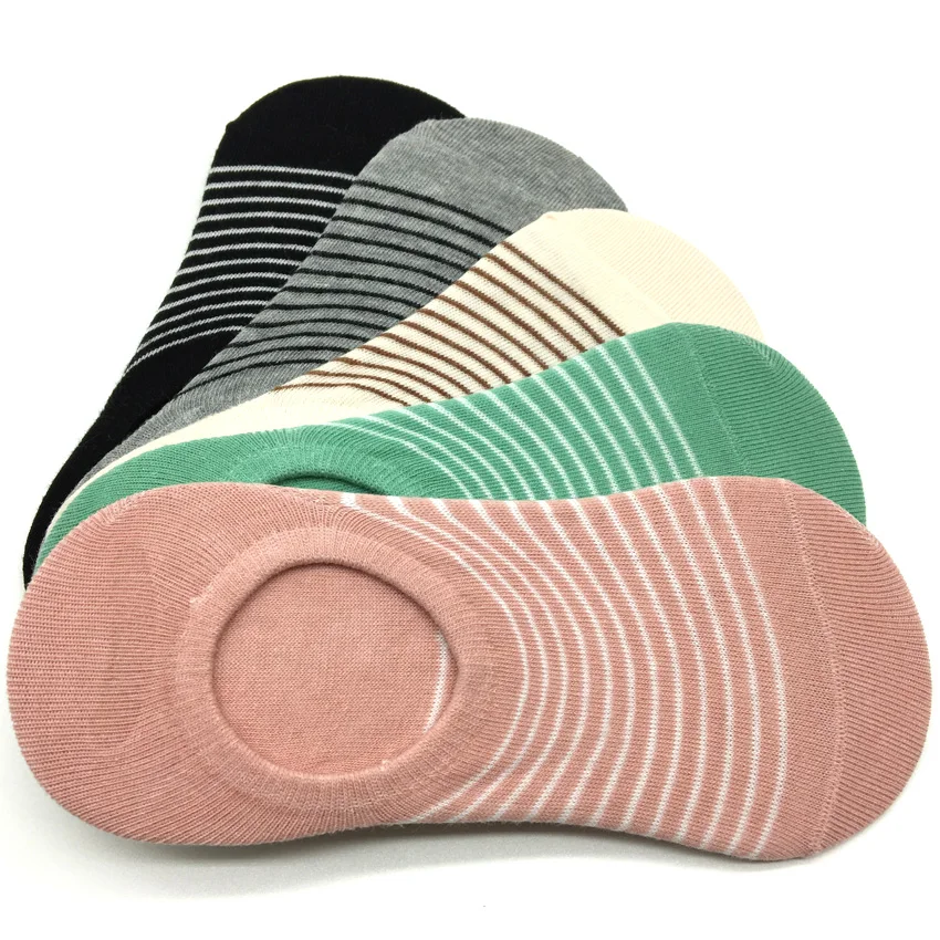 Женские тапочки в полоску хлопковые носки до лодыжки для студенток Красивые