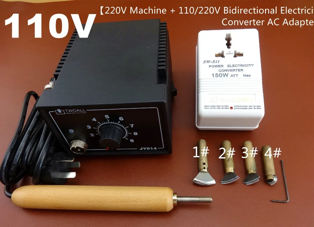 110 В электрическая машина для обработки кожи Creaser Groover Skiver Beveler Awl Slicker набор