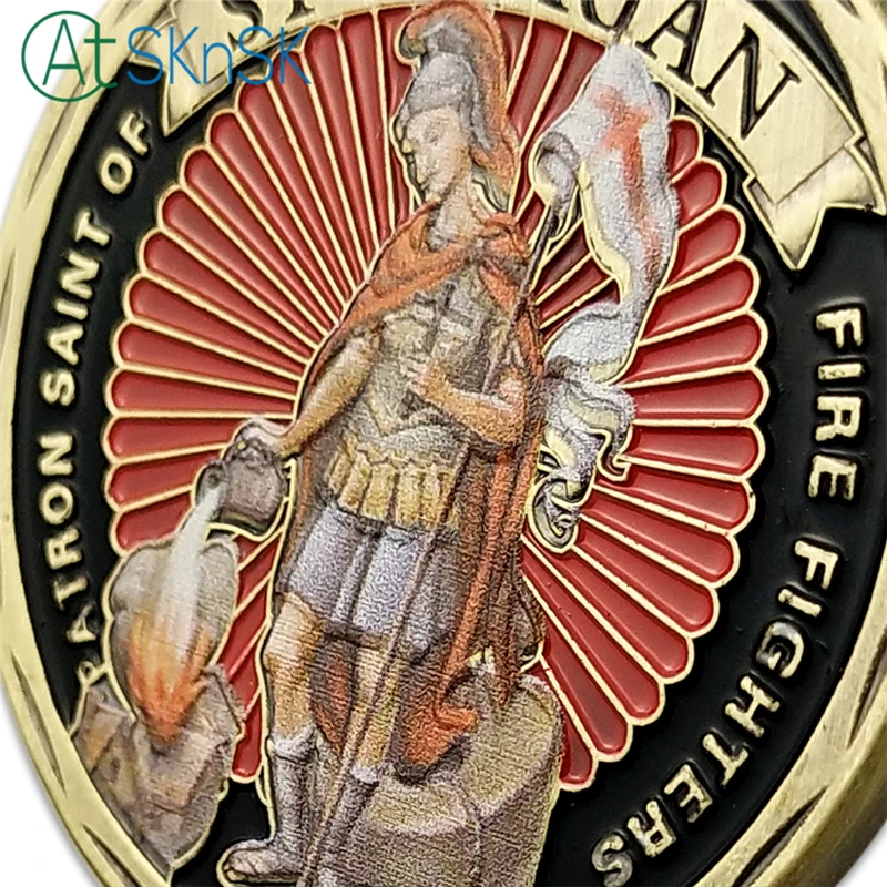 

1-10pcs Newest design spray painted antique challenge coins souvenir St Florian Fire Fighter commemorative coins for collection