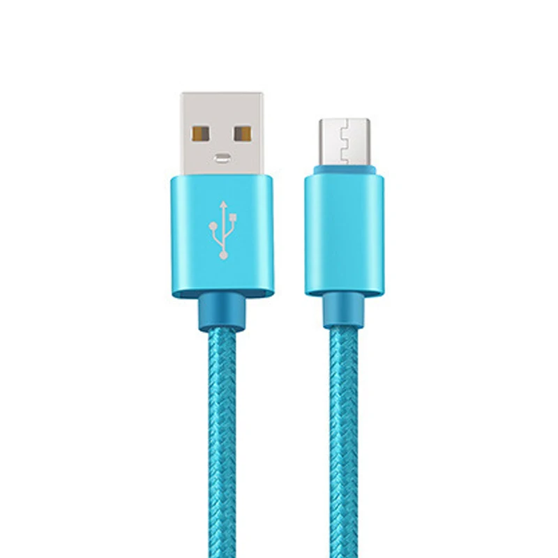 Синий Нейлоновый Кабель Micro-USB в оплетке 3.1A Быстрая зарядка данных зарядное устройство microusb шнур для samsung Xiaomi htc Android телефон кабели 1 м 2 м 3 м - Цвет: Синий
