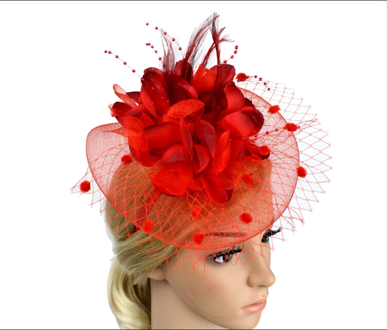 HIRIGIN Women Party Headwear Feather Hair Fascinator Clip Headband Mess Wedding Royal Races decore |