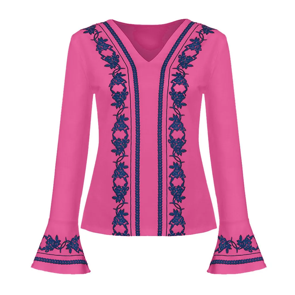 Женские топы для женщин Блуза Футболка Slim Fit модная Цветочная вышитая