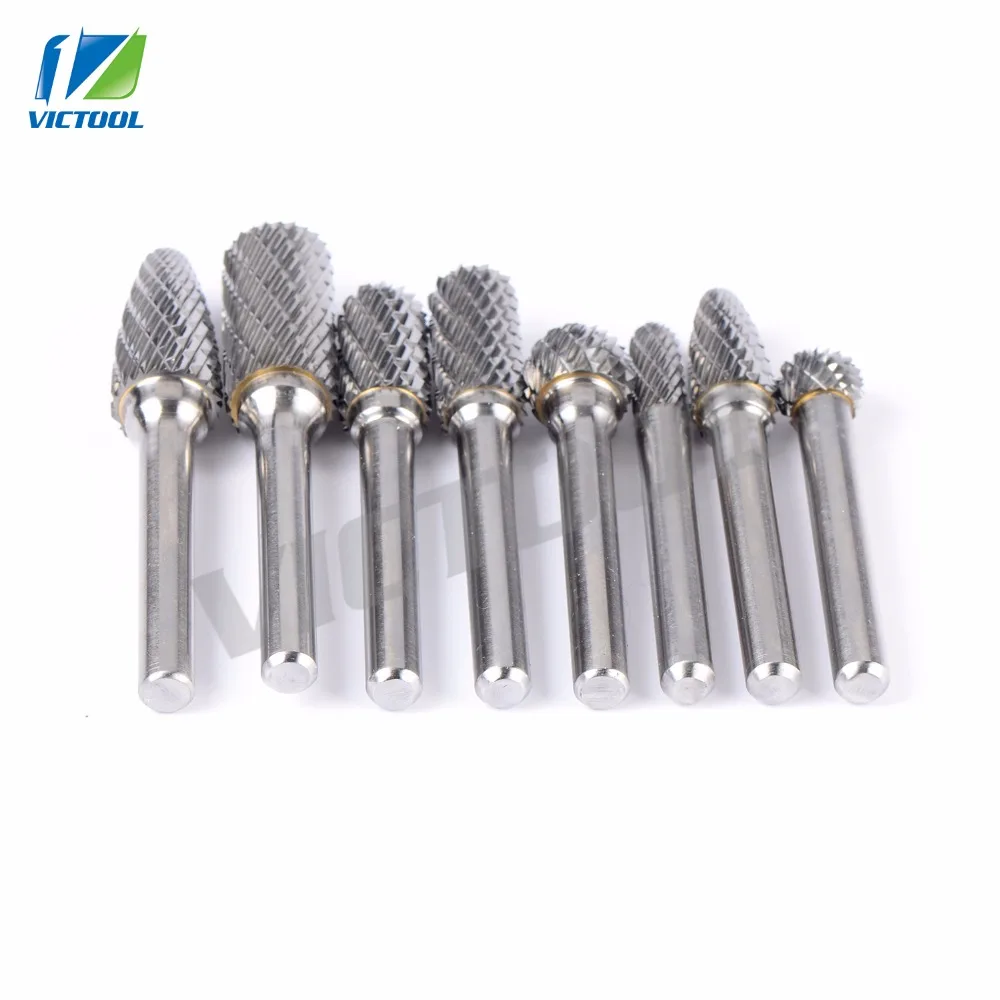 Высокое качество 8 шт./набор двойной желоб d6 вольфрам карбид вращающийся резак