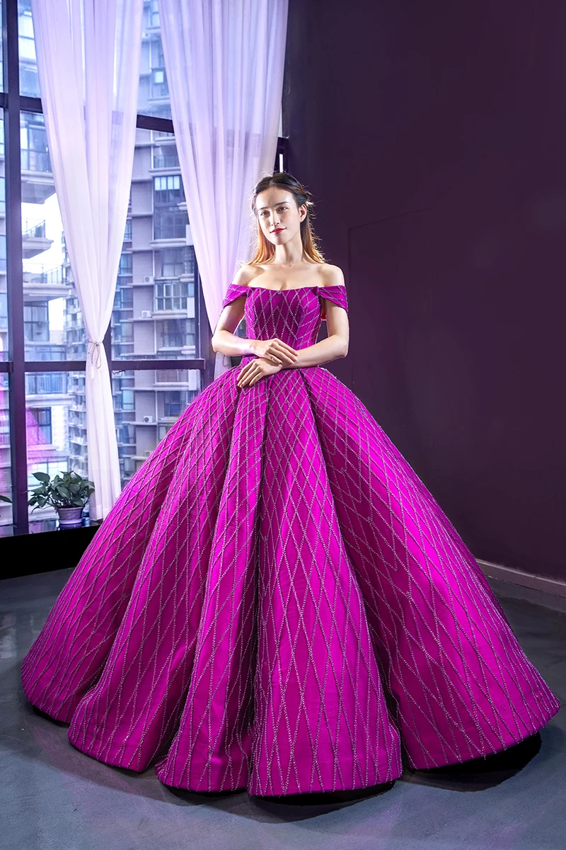 

Rose Pink Ball Gown Prom Gowns Sweetheart Straps Appliques Beading Tulle Floor Length Backless Long Evening Women Party Dresses