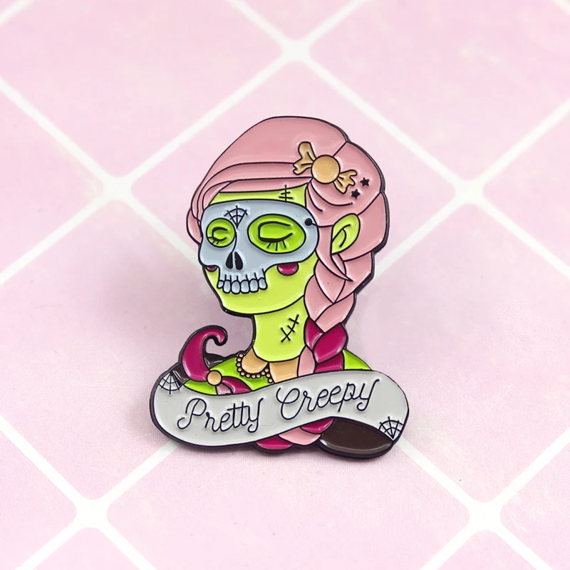 Женская Брошь в виде черепа скелет паутины брошь с изображением королевы Phantom Beauty