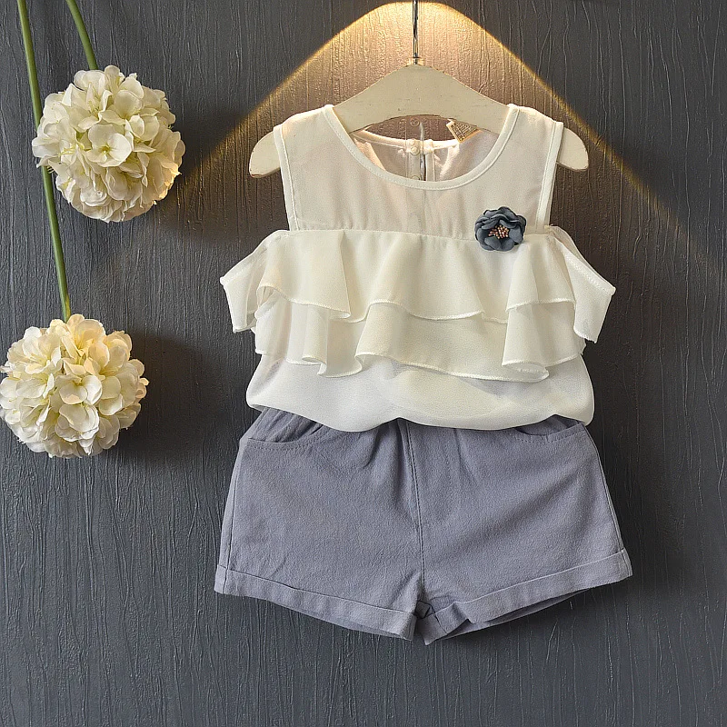 Летняя Новинка 2018 шифоновая рубашка на плечо и шорты AiLe Rabbit для девушек выпуска han